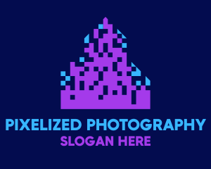 Pixel City Skyline logo design