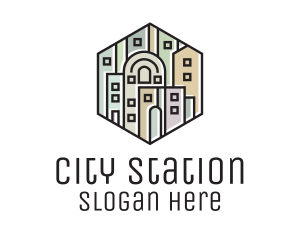 City Skyline Hexagon logo design