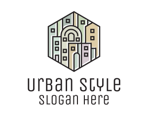 City Skyline Hexagon logo design