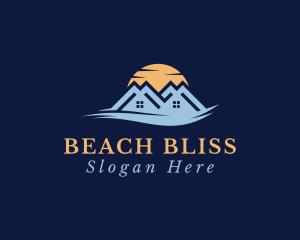 Sunset Beach House Wave logo design