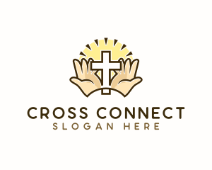 Hand Cross Religion logo design