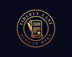 Quill Pen Notary Paper logo design