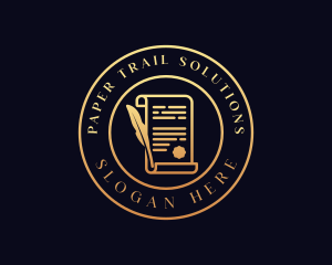 Quill Pen Notary Paper logo design