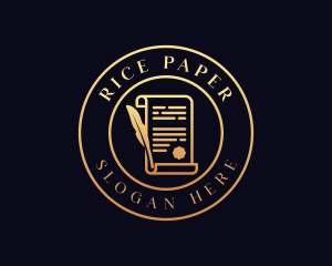 Quill Pen Notary Paper logo design