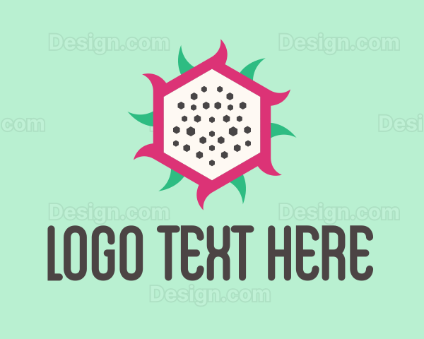 Hexagon Dragon Fruit Slice Logo