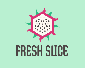 Hexagon Dragon Fruit Slice  logo design