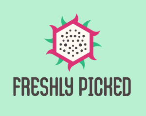 Hexagon Dragon Fruit Slice  logo design