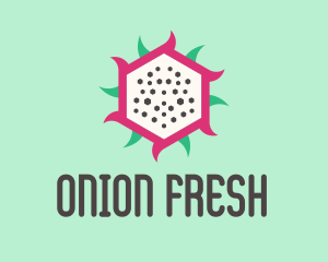 Hexagon Dragon Fruit Slice  logo design