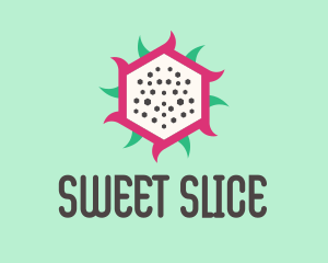 Hexagon Dragon Fruit Slice  logo design