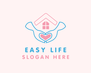 Hand Heart House logo design