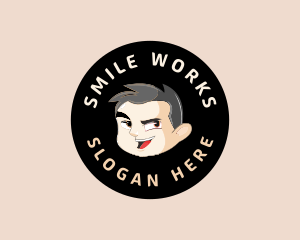 Smiling Barber Man  logo design