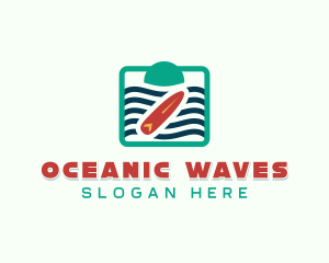 Surfing Beach Wave  logo design