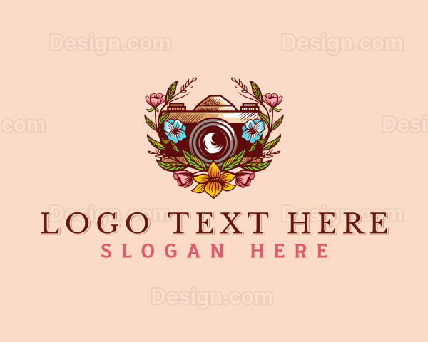 Floral Camera Photography Logo