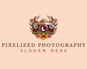 Floral Camera Photography logo design