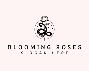 Snake Rose Flower logo design