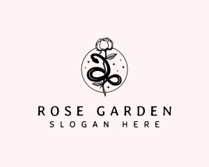 Snake Rose Flower logo design