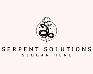 Snake Rose Flower logo design