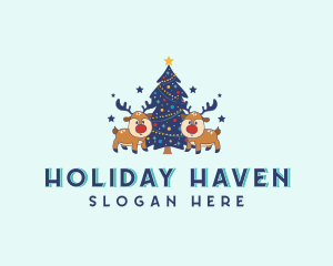 Holiday Christmas Reindeer logo design