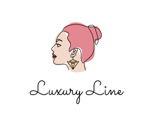 Jewel Earrings Lady logo design