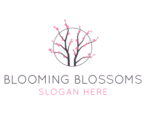 Cherry Blossom Flower Tree logo design