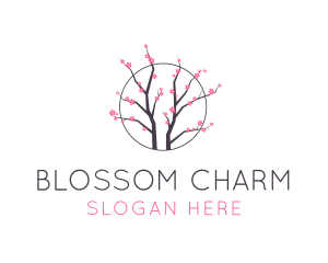 Cherry Blossom Flower Tree logo design