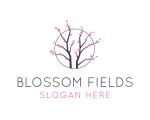 Cherry Blossom Flower Tree logo design