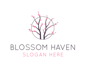 Cherry Blossom Flower Tree logo design