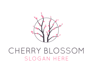 Cherry Blossom Flower Tree logo design