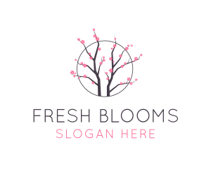 Cherry Blossom Flower Tree logo design