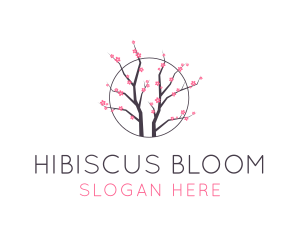 Cherry Blossom Flower Tree logo design