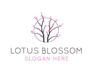 Cherry Blossom Flower Tree logo design