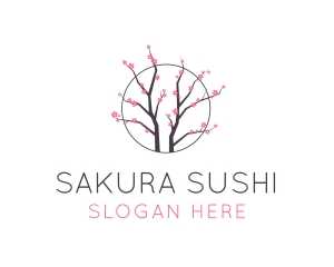 Cherry Blossom Flower Tree logo design