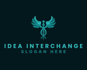  Medical DNA Caduceus logo design