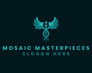  Medical DNA Caduceus logo design