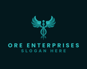  Medical DNA Caduceus logo design