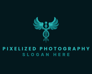  Medical DNA Caduceus logo design