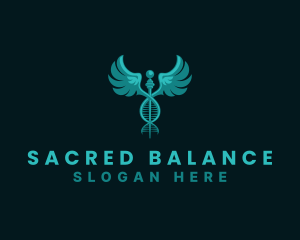  Medical DNA Caduceus logo design