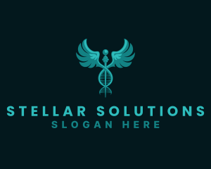  Medical DNA Caduceus logo design