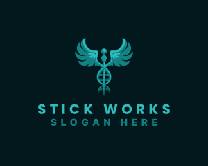  Medical DNA Caduceus logo design