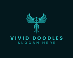  Medical DNA Caduceus logo design