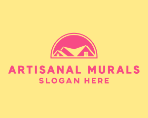 Pink Residential House logo design