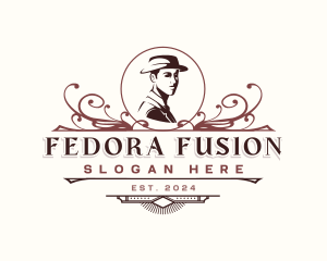 Gentleman Fedora Hat logo design