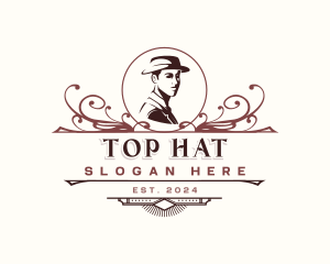 Gentleman Fedora Hat logo design