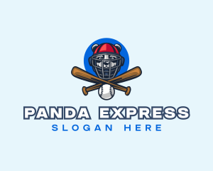 Baseball Panda Bat logo design