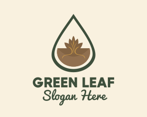 Organic Leaf Oil Droplet logo design