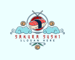 Sushi Chopsticks Oriental logo design