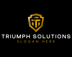 Luxury Premium Shield Letter T logo design