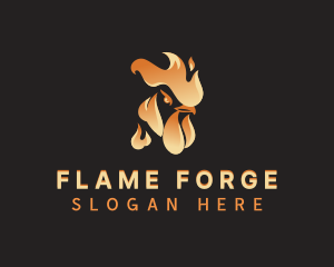 Hot Flaming Rooster logo design