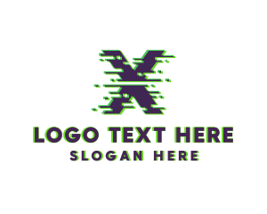 Glitch Pixel Letter X logo