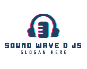 Glitch Headphones Microphone logo design